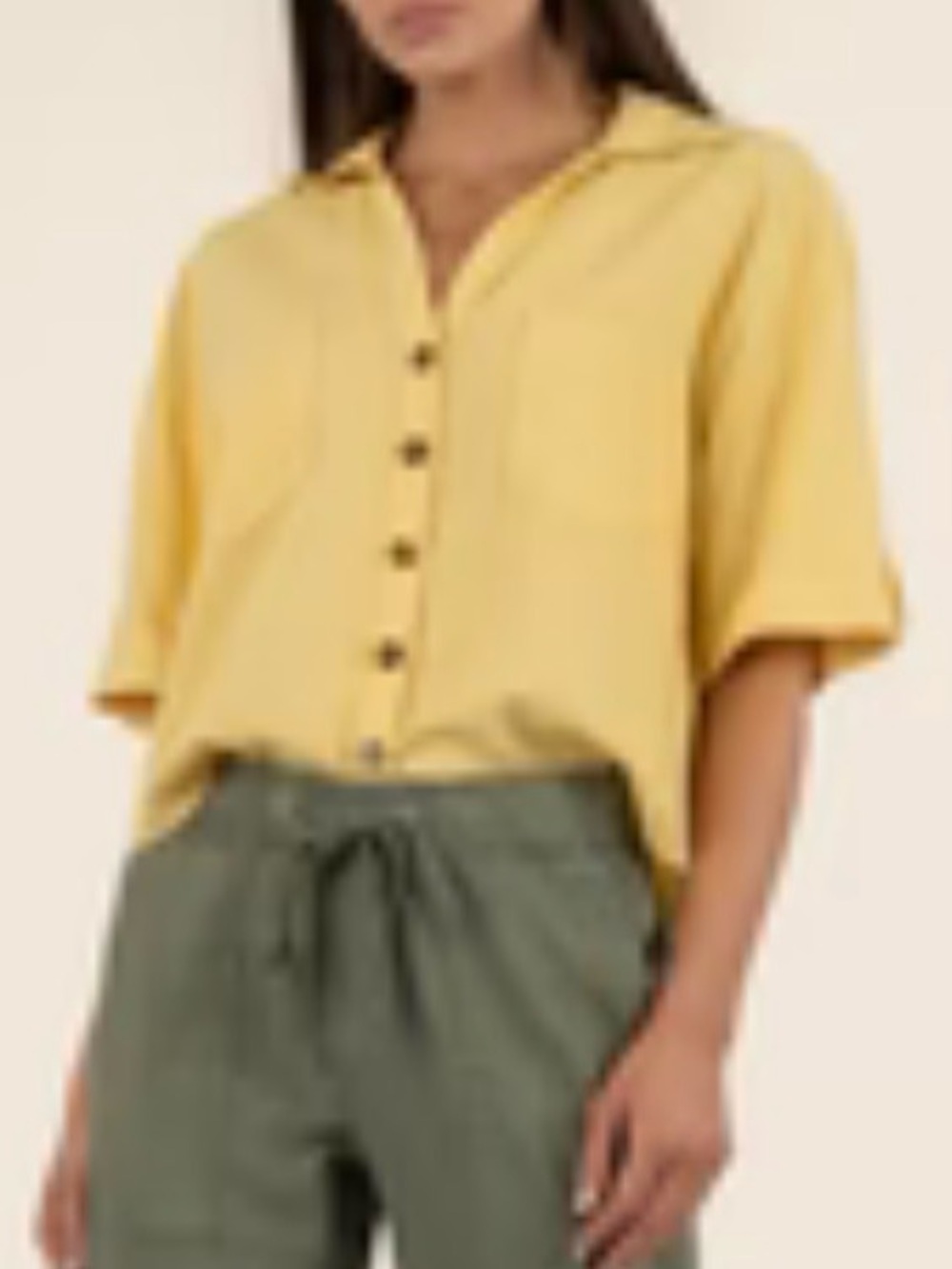 Kut from the Kloth Breland Boxy Yellow Button-Front Short-Sleeve Shirt